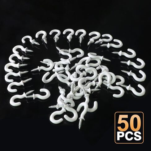 50 قطعة من خطافات الأكواب البيضاء، خطافات سقف 1/2 بوصة، خطافات معدنية مطلية بالفينيل، خطافات صغيرة للتعليق على الأشياء اليدوية in Kuwait