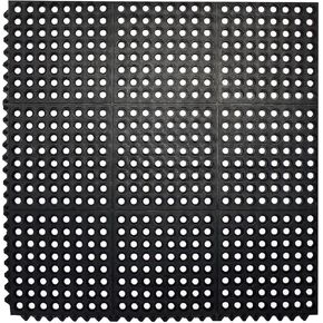 Envelor Interlocking Rubber Floor Mat for Restaurant Kitchen Floor Anti Fatigue Bar Door Mat Non-Slip Indoor Outdoor Shower Pool Drainage, Durable Garage Flooring 36 x 36 Inch