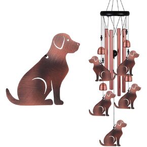 Dog Wind Chimes for Garden, Gifts for Mom, Home, Balconies, Rooms, Patio, Indoor, Outdoor Dog Decoration, Aluminum Dogs Chimes, Dog Wind Catcher, Red Copper Dogs Wind Bells, Dogs Wind Chimes Decor
