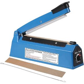 12 inch Impulse Heat Sealer Machine Impulse Bag Sealer Poly Bag Sealing Machine Heat Seal Closer with Repair Kit