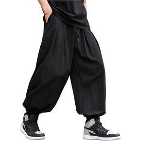 OYOANGLE Men's Baggy Hippie Harem Pants Elastic Drawstring Waist Joggers Trousers Workout Yoga Pants