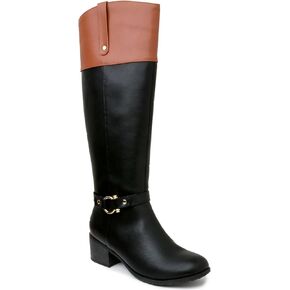 Karen Scott Womens Vickyy Faux Leather Stacked Heel Knee-High Boots