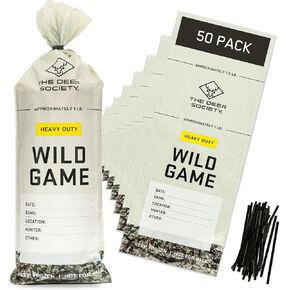 Extra Thick Wild Game Bags for Freezer Storage [50 pk ] | Extra Strong | 2.6 Mil Thickness | Meat Bags For Ground Meat | Deer Society | Illusion Outdoor Systems | Protect Your Game Meat