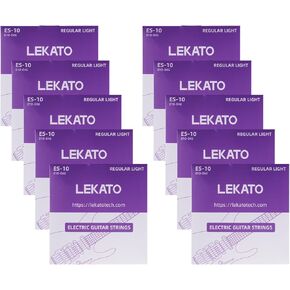 LEKATO Electric Guitar Strings Nickel Plated Steel Coated Electric Guitar Strings with Ball End 10 Set of 6 Hex Steel String(10-46)