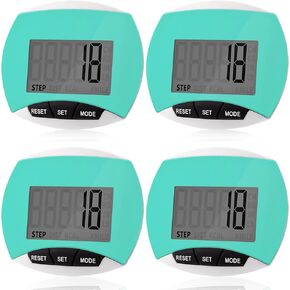4 Pcs Pedometers for Walking Step Counter Step Tracker Steps and Miles LCD Counters Portable Clip on Pedometers for Seniors Women Jogging Hiking Running Walking