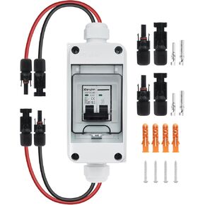 Solar Panel Disconnect Switch,30A 400V Miniature Circuit Breaker Box IP65 Waterproof AC/DC Disconnect Box for photovoltaic Solar Panel Grid-Connected Off-Grid System Home