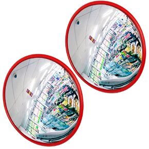 2 Pack Safety Convex Mirrors Indoor Garage Corner Mirror with Clear View Wide Angle Adjustable PC Security Mirror for Garage Driveway Parking Warehouse Store Blind Spot (12 Inch)