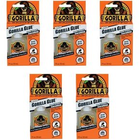 Gorilla White Waterproof Polyurethane Glue, 2 ounce Bottle, White, (Pack of 5)