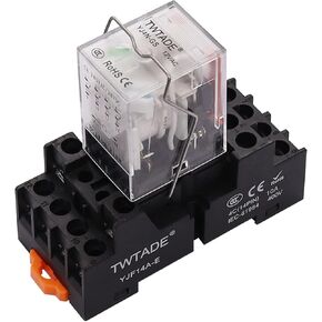 TWTADE 2PCS AC 110V/120V Relay 10A Electromagnetic Power Coil Relay 8 Pins 2DPT 2NO 2NC with Indicator Light, Socket Base & DIN Rail -YJ2N-LY in Kuwait