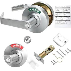 Bathroom Privacy Lever Lock with in-Use & Vacant Large Indicator, Durable Restroom Door Handle Commercial Grade ANSI 2. Widely for School, Any Office, Restaurants, Hospitals and More Public Place.