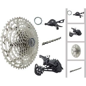 JGbike 11S MTB groupset Compatible with Shimano Deore M5100 11 Speed shifters & Rear Derailleur, KMC X11 Chain,Sunrace 11-51T CS-M5100 Cassette