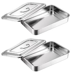 Stainless Steel Medical Surgical Dental Instrument Trays, 12 Inch, 2 Pcs