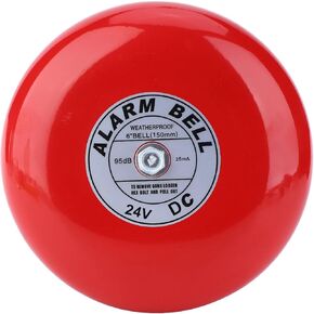 Fire Alarm Bell, CB-6B 95dB Electric Alarm Bell, Security Alarm Bell for School Elevators Industrial Construction Applications, Round Alarm Bell (DC24V)
