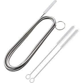 61 inch Long Drain Brush Hose Flexible Feeding Tube Cleaning Brush Pipe Cleaning Brush and 2 PCS 7.9 inch Straw Cleaning Brush (One Head White Color)