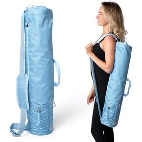 Large Yoga Mat Bag - Waterproof and Durable Yoga Mat Carrier - Yoga Mat Carrier with Adjustable Strap - Stylish and Sky Blue Yoga Mat Carrying Bag - Yoga Bag for Women - Padded Strap Yoga Carrier Bag