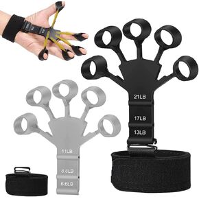 Upgraded Finger Strengthener, 2 PCS Grip Strength Trainer, 6 Resistant Level Forearm Strengthener, Gripster, Finger Exerciser and Hand Gripper Strengthener Relieve Pain for Arthritis, Carpal Tunnel