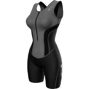 Sparx Women Triathlon Suit Tri Short Racing Cycling Swim Run (Small, Black/Gray)