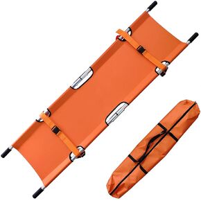 Medical Emergency Folding Stretcher Aluminum Alloy Portable Stretcher with Heavy Duty Handles and Rubber Feet
