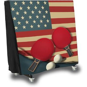 Ping Pong Table Cover, Waterproof & Dustproof Outdoor/Indoor Polyester Taffeta Cloth Ping Pong Table Cover，Scratch-Resistant Foldable(9x5) (Ping Pong Ball Pattern)