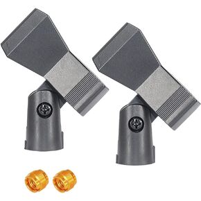 2pcs Microphone Clip, Adjustable Mic Clip Holder for Mic Stand, Mic Holder Clamp for Handheld Microphones(Black)
