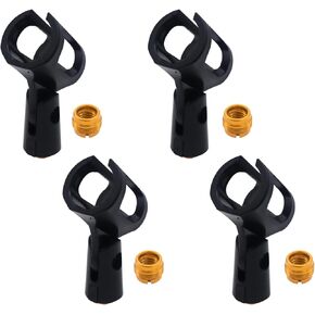 4Pcs Adjustable Rubber Microphone Holder Clips, Flexible Handheld Mic Stand Accessories, Shockproof Design with 29-32mm Inner Diameter Range, Black