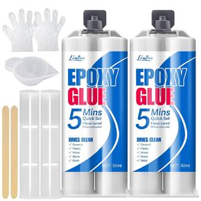 Clear Epoxy Glue Kit - 3.5oz 2 Part Multi-Purpose Glue for Repairing Tile, Metal, Ceramics, Plastic, Wood - Fast Repair in 5 Minutes Super Glue - Strong, Wear-Resistant, Waterproof with Accessories