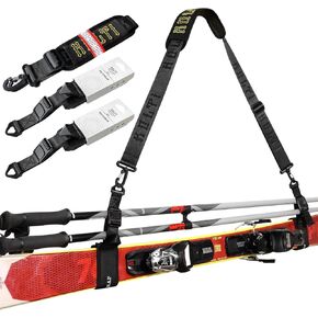 Ski Strap & Pole Carrier, Adjustable Shoulder Straps Features Cushioned Shoulder Pad & Strong Buckle, Great for Families