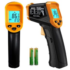 Digital Infrared Thermometer Gun -58 to 1112 Degrees Fahrenheit Adjustable Emissivity&MAX&MIN Non Contact IR Thermometer Laser Temperature Gun for Cooking,Food,Pizza,Oven,Grill(not for Human)