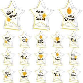 Treela 18 Pcs Appreciation Acrylic Awards Appreciation Trophies Employee Appreciation Gifts Bulk Thank You Award Trophy for Adults Students Classroom Favors Office Decorations