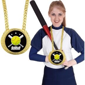 Tondiamo Sports MVP Turnover Chain Medal 6" Big Gold Champ Award Necklace Chain Baseball Basketball Football Soccer Softball Volleyball Sports Competitions Prize Gifts and Party Favors