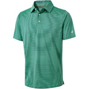 Mens Golf Shirt Moisture Wicking Dry Fit Performance Sport Short Sleeve Striped Golf Polo Shirts for Men in Kuwait