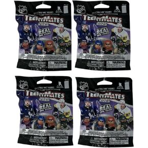 Teenymates Party Animal 2025 NHL Series 11 Hockey Figures Gift Set Party Bundle, Lot of 4 Mystery Packs