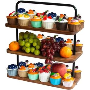 Acacia Wooden Cupcake Display Riser Stand Three Tiered Essential Oil Risers Display Candle Perfume Stand Small Chees Party Decor Dessert Table Display Set 3 Layers