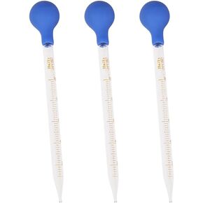 3 Pcs 10 ml Glass Pipettes Dropper Graduated Liquid Dropper Essential Oil Transfer Dropper Liquid Transfer Pipette with Rubber Bulb