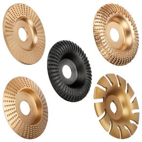 TOOVEM Upgraded Angle Grinder Wood Carving Disc Set, for 4" and 4 1/2" Angle Grinder with 5/8" Arbor, Angle Grinder Attachments Wood Carving Tools for Wood Stump Grinding, Carving and Polishing (5PCS)