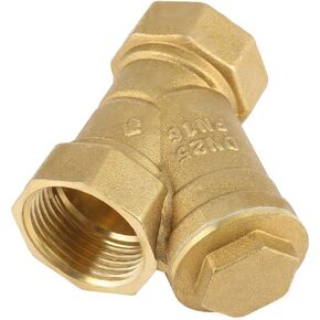 Brass Strainer, 1" BSPP Female Thread Y Shaped Brass Strainer Filter Valve Connector for Water Oil Separation, 0-150 Working Temperature