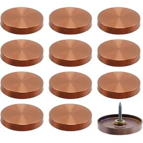 Decorative Mirror Screws Red Copper Tone Vintage Cap Cover Nails 1.2"/30mm Cap Dia 304 Stainless Steel Large Screw Covers Caps Brushed -12pcs
