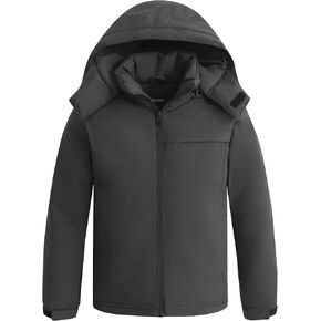 wantdo Boys Winter Coat Waterproof windbreaker Snow Ski Jacket Warm Thick Rain Jacket Kids Coats with Removable Hood