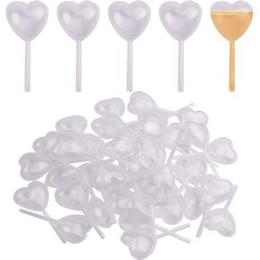 BronaGrand 50pcs Clear Heart Shape 4ml Liquid Dropper Pasteur Pipette, Plastic Squeeze Transfer Pipettes