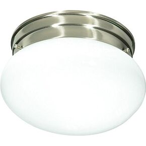 NUVO SF76/671 One Light Mushroom Flush Mount, Brushed Nickel/Alabaster Glass