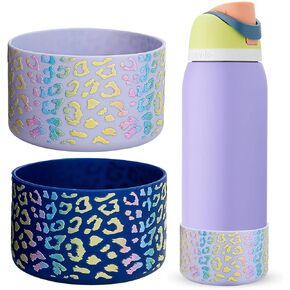 WK IEASON 2Pcs Silicone Water Bottle Boot for Owala 32oz, Protective Flask Bottom Cover Base for Owala FreeSip Twist and Flip Flask Bottles(Creamx2, 32OZ)