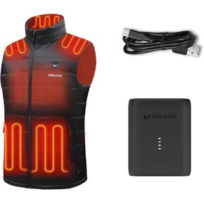 Venustas Heated Vest for Men (Black,2X-Large) and an Extra Ultra-Compact 7.4V Battery Pack