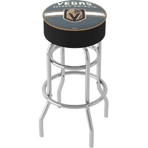 Trademark Global Vegas Golden Knights 360 Degree Swivel Barstool with Foam Padded Seat, Chrome Double Rung Base