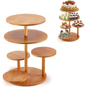 4+1 Tier Cupcake Stand,Cake stand with 5 Tiered Tray,Wood Cupcake Tower Stands for 50 Cupcakes,Wooden Cake Stands for Party,Baby Shower Birthday