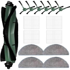 15 PCS Vacuum Accessories for Irobot Roomba Combo Essential Y0110 Y0112 Y0140 Q0120 Q011 Cleaner Robot, 1 Roller Brush, 6 Side Brushes, 4 Mop Pads, 4 Hepa Filters