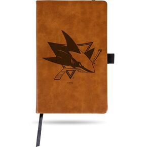 Rico Industries NHL San Jose Sharks Brown Laser Engraved Small Notepad Jounral/Notepad 8.25" x 5.25"- Office Accessory
