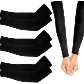3Pairs Kids Arm Sleeves Thinly UV Sun Protection Cooling Arm Compression Sleeves, Outdoor Sport Breathable Elastic Ice Sleeve for Youth Boys Girls (7-12 Years) Black