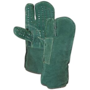MAGID 6820DPTSCF One Finger Welding Mitt with Carbo-Flex Lining, One Size, Green