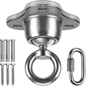 SELEWARE Punching Bag Hanger, Stainless Steel Heavy Bag Hanger with Carabiner, Heavy Duty 360° Rotation Wall Ceiling Mount Hook for Boxing Bags, Hammocks, Gym Swings, Yoga Swings, 1000LB Capacity