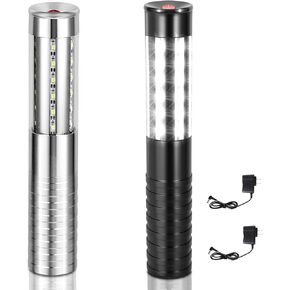 2 PCS LED Strobe Baton Light Rechargeable LED Bottle Service Light Reusable Handheld Champagne Bottle LED Light for Party Nightclub Bar Concert Event Festival Outdoor Activity (Silver&Black)
